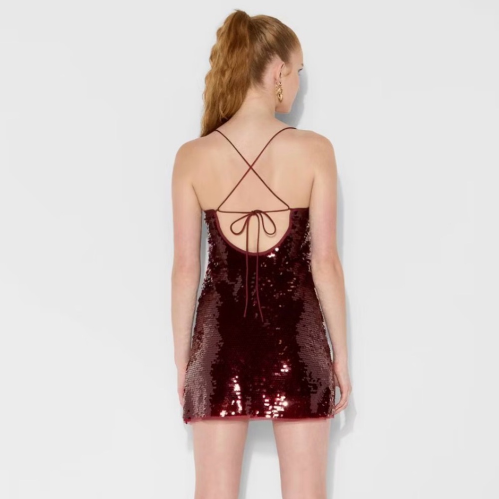 Sequin Cowl Neck Mini Dress